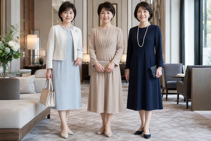 顔合わせに適した色のスタイリング例