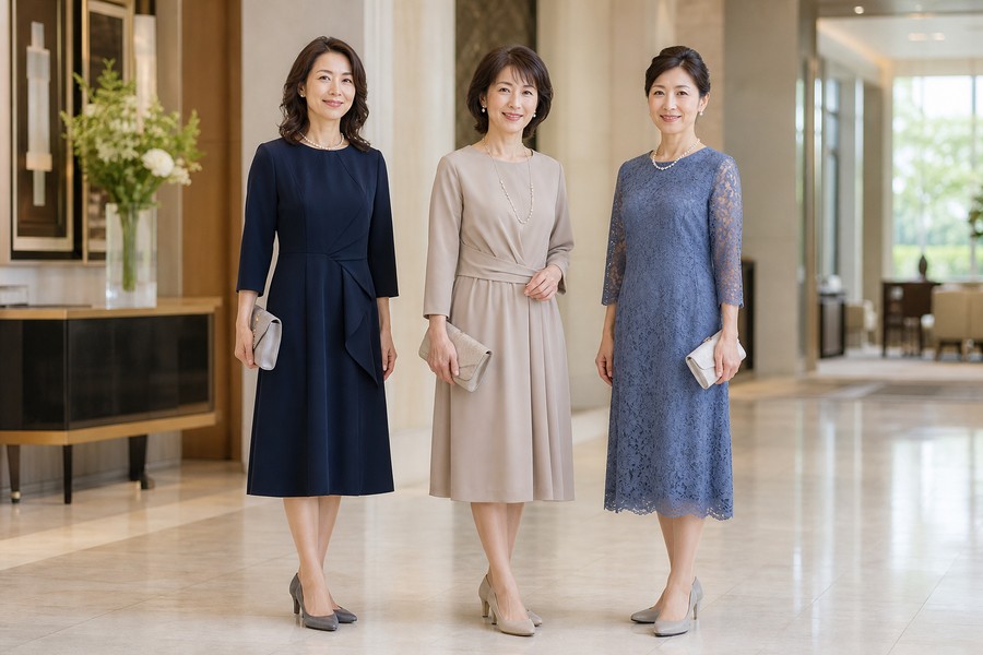 50代の顔合わせにおすすめのワンピース例